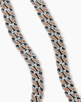 Curb Chain Necklace in Sterling Silver with Orange Sapphires, 8mm